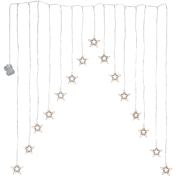 Star Trading Lichterkette DecyStar – Starterset, 120 × 125 cm, 4,5 W, Warmweiss, Transparent, Timer, 15 LEDs
