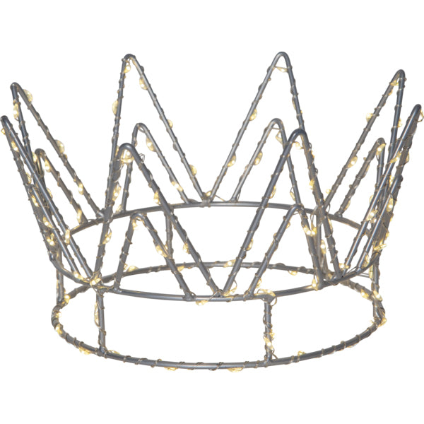 Star Trading Tischdekoration Crown – Ø 22 × 12 cm, 7,2 W, Warmweiss, Silber, Timer, Batteriebetrieb