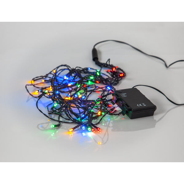 Star Trading Lichterkette – 2,7 m – Mehrfarbig – IP44 – Batteriebetrieb (3×AA) – Timer 6/18 h – Schwarz