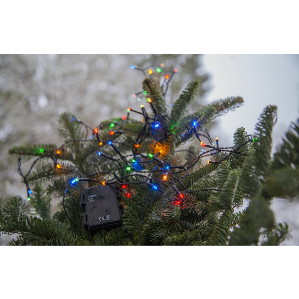 Star Trading Batteriebetriebene Lichterkette – 5,6 m – Mehrfarbig – IP44 – Batteriebetrieb – Timer – Schwarz