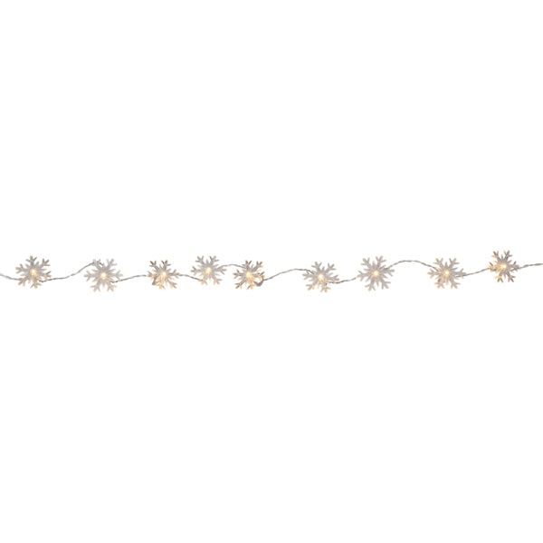Star Trading Lichterkette Izy Schneeflocke – Starterset, 7,5 m, Warmweiss, Timer, IP44, Schwarz