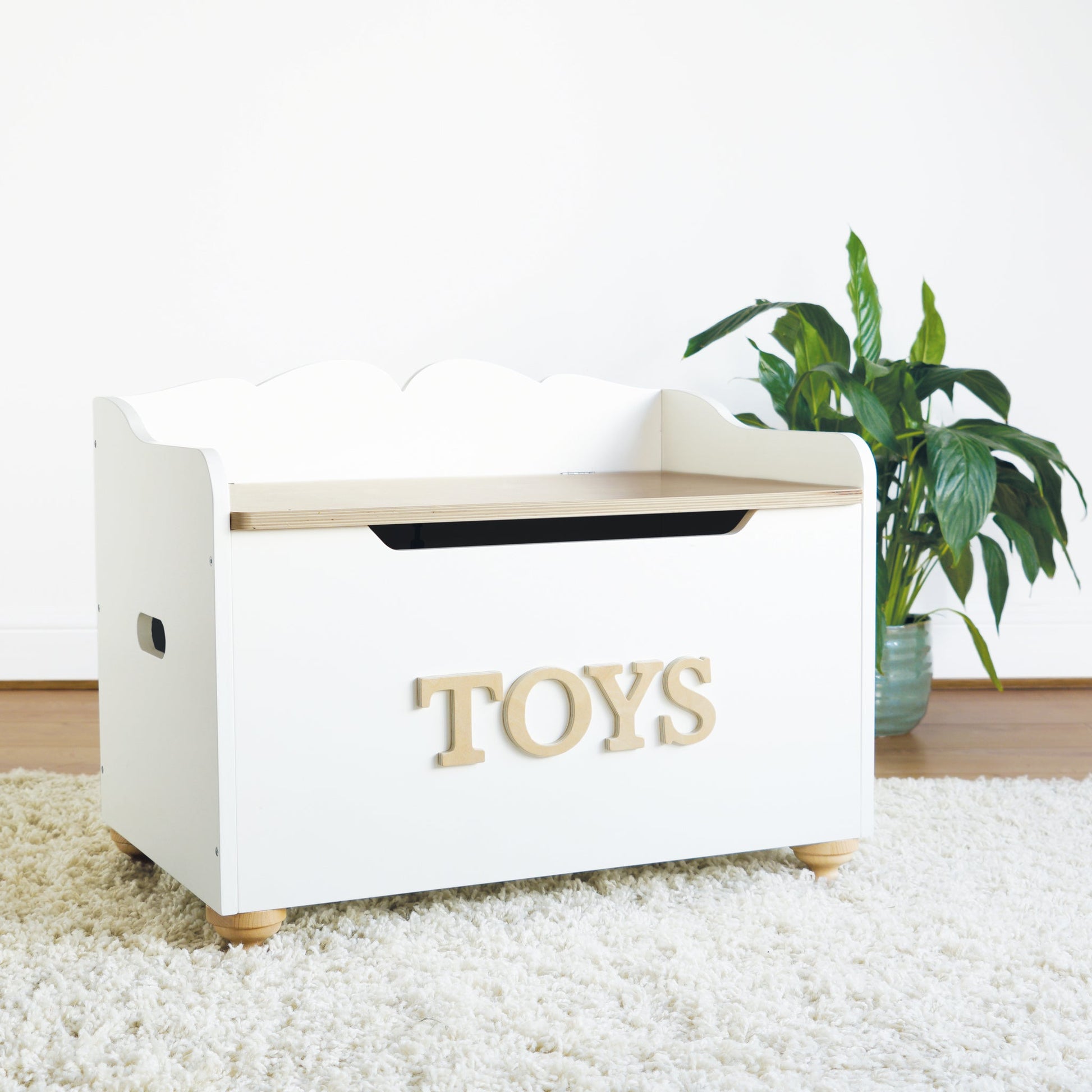 Le Toy Van Aufbewahrungsbox (mit Deckel) – Holz – Weiss – mit Griff – 675 × 530 × 425 mm