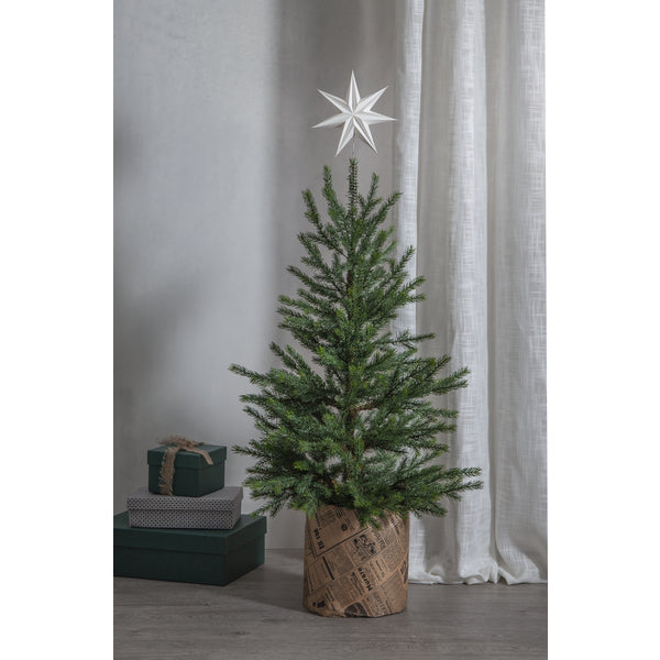 Star Trading Baumspitze – 21 × 33 × 5,5 cm – Metall & Papier, weiss