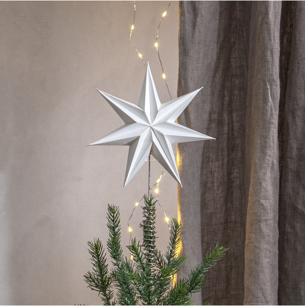Star Trading Baumspitze – 21 × 33 × 5,5 cm – Metall & Papier, weiss