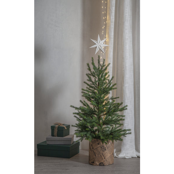 Star Trading Baumspitze – 21 × 33 × 5,5 cm – Metall & Papier, weiss