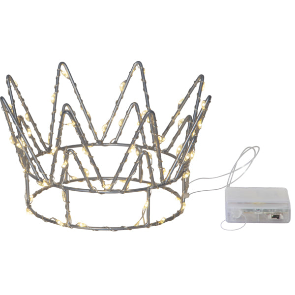 Star Trading Tischdekoration Crown – Ø 17 × 9,5 cm, 4,2 W, Warmweiss, Timer, Batteriebetrieb, Silber