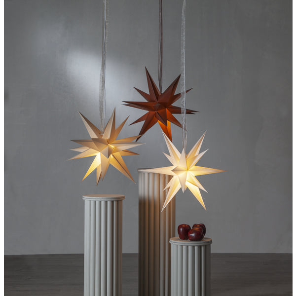 Star Trading Papierstern December – E14, Durchmesser 45 cm, IP20 – Beige
