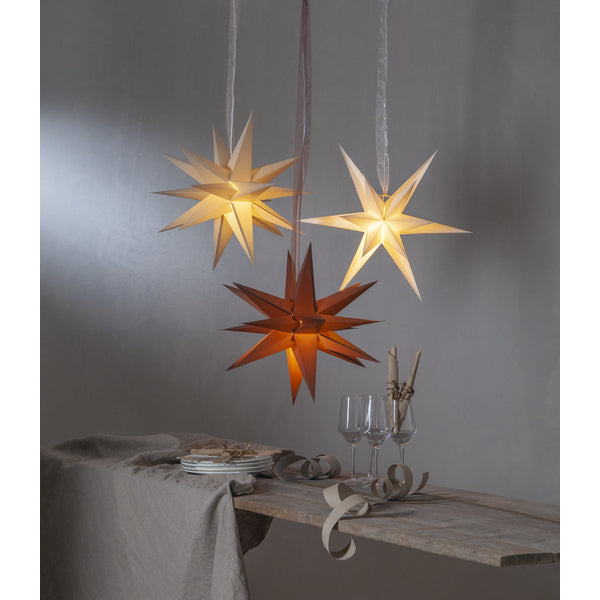 Star Trading Papierstern December – Ø 45 cm, E14 (max. 25 W), IP20, Kabel 5 m – Braun