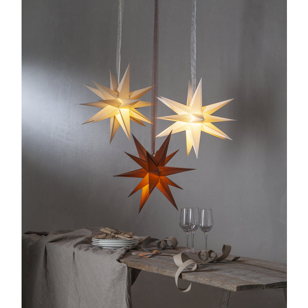 Star Trading Papierstern December – Ø 45 cm, E14 (max. 25 W), IP20, Kabel 5 m – Braun