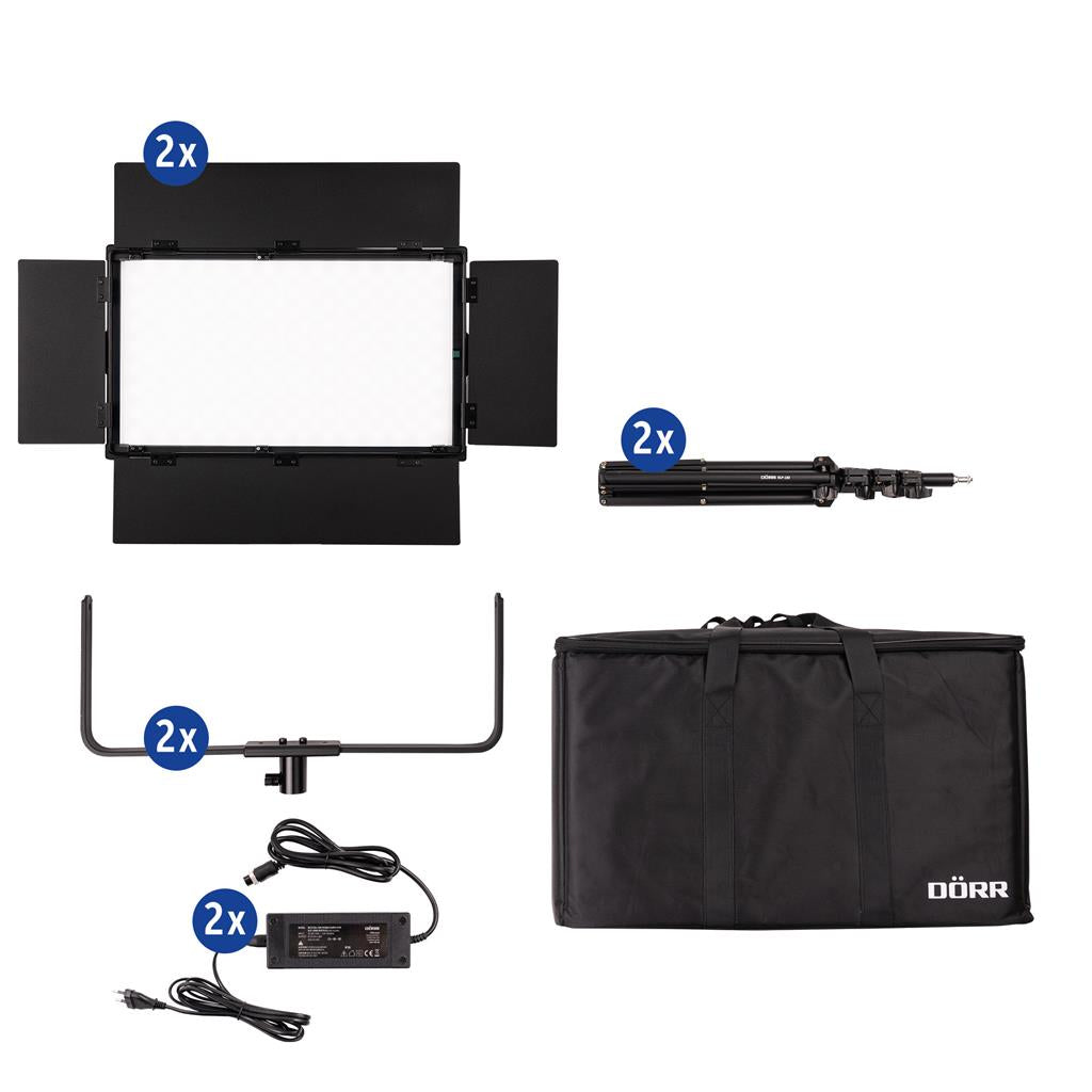 Dörr DLP-100W KIT Dauerlicht – 100 W, 10000 Lux, 3200–5500 K, CRI 95 – dimmbar – Schwarz – 2er-Pack