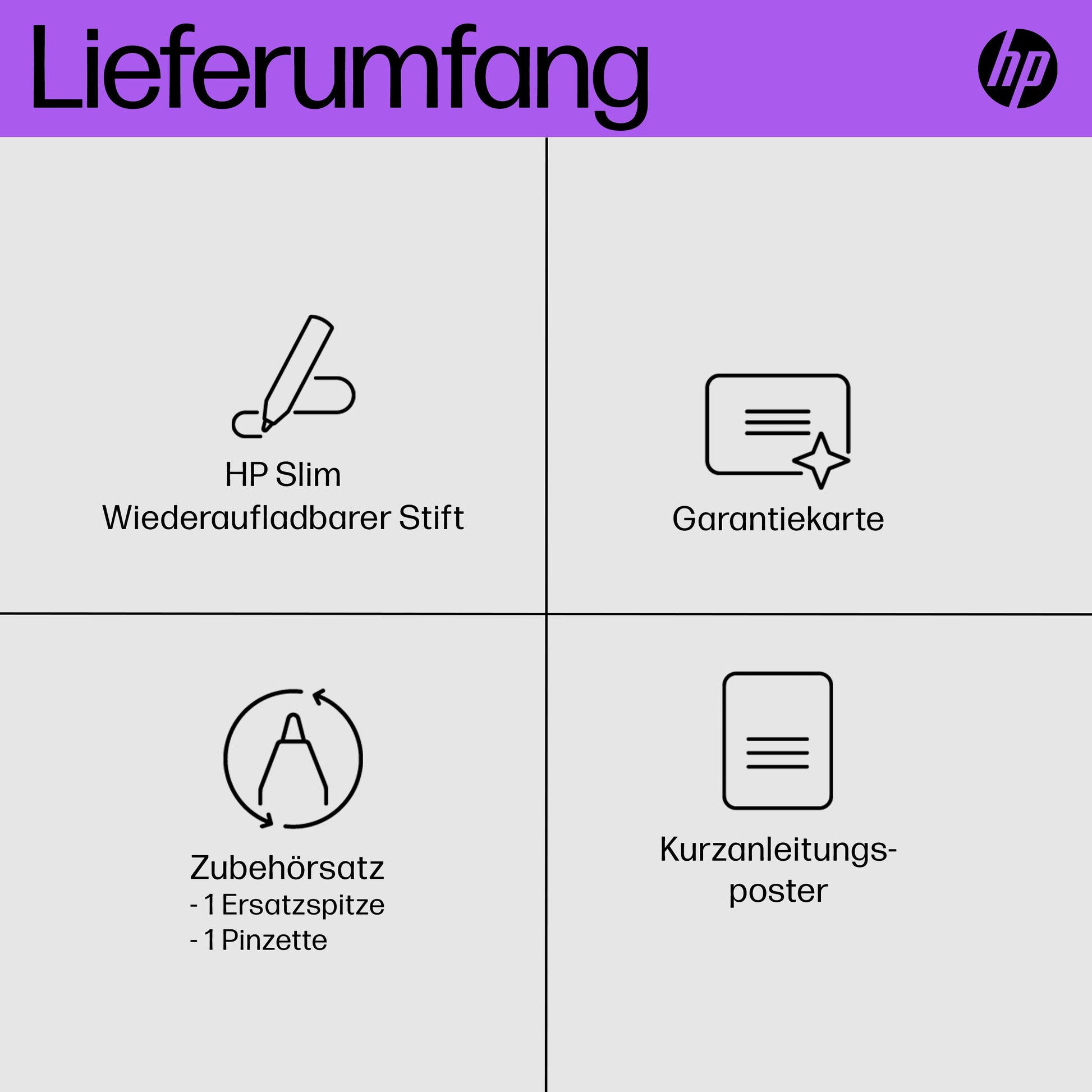 HP Slim Wiederaufladbarer Stift – Schwarz, 133,6 × 7 × 8 mm