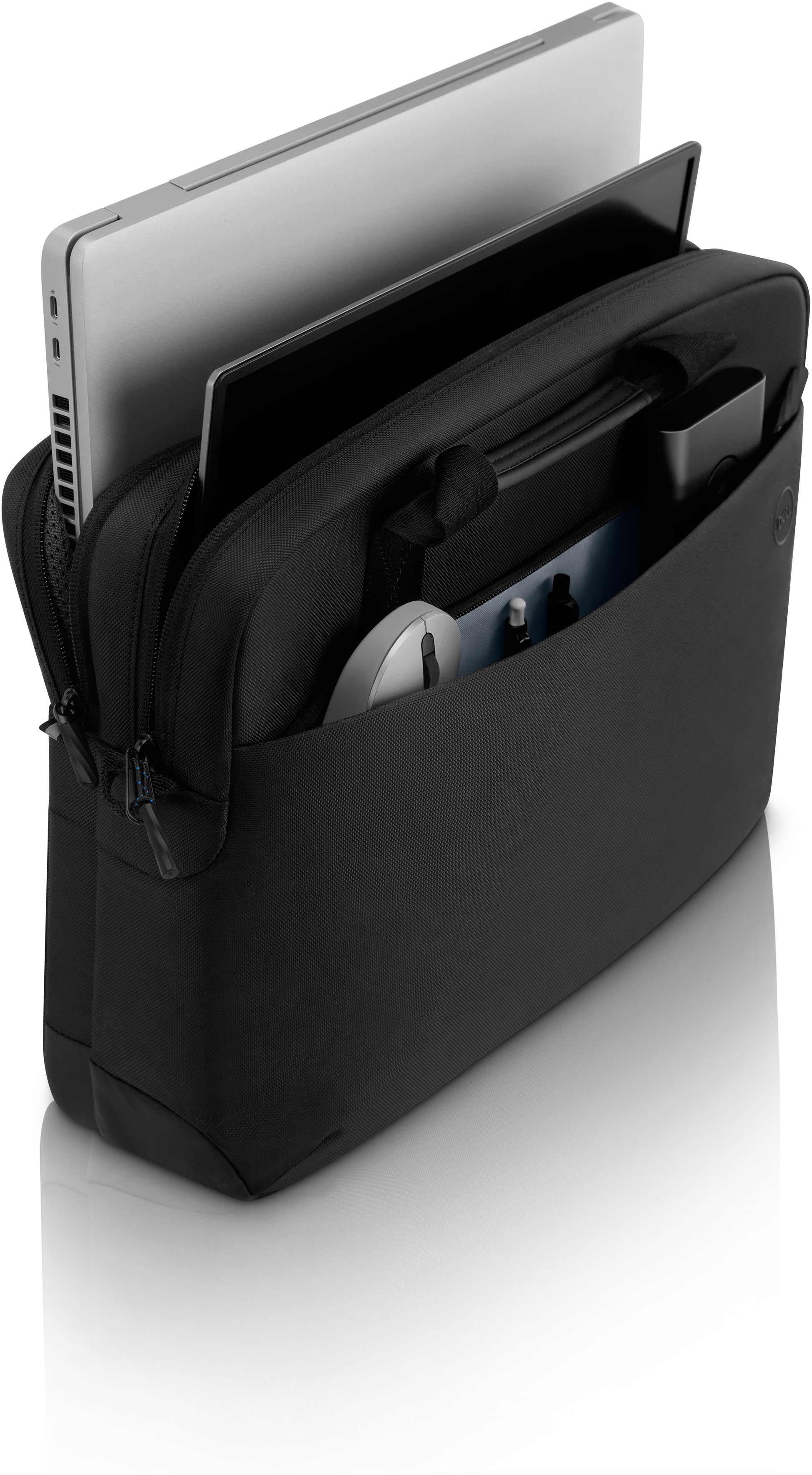 DELL Notebook-Tasche bis 15" – mit Fächern, abnehmbarem Schultergurt – Schwarz