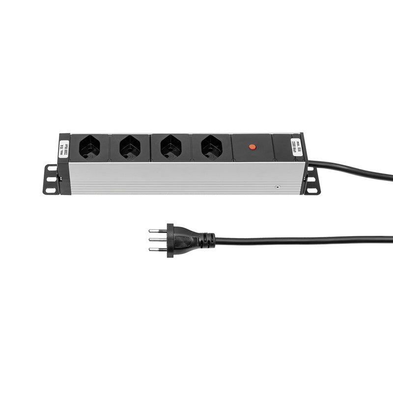 Steffen ALU Modular – Steckdosenleiste, 4× T13, ohne Schalter, 3 m, Stecker T12, IP20