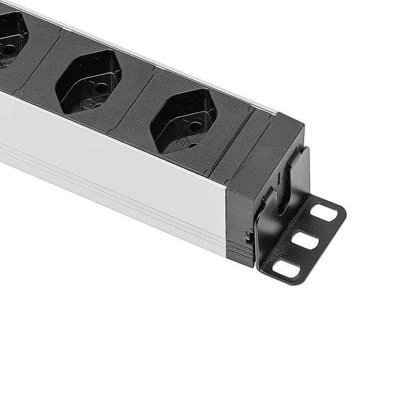 Steffen ALU Modular Steckdosenleiste, 7×T13, 3 m, IP20, Eingangsstecker T12, Überspannungsschutz – Silber
