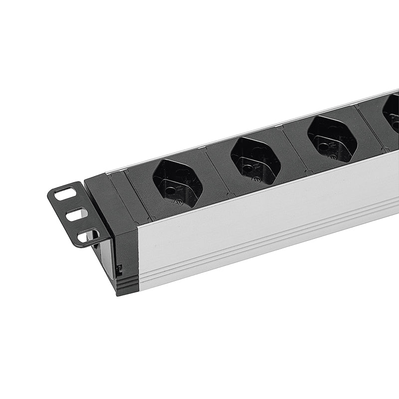 Steffen ALU Modular Steckdosenleiste, 7×T13, 3 m, IP20, Eingangsstecker T12, Überspannungsschutz – Silber