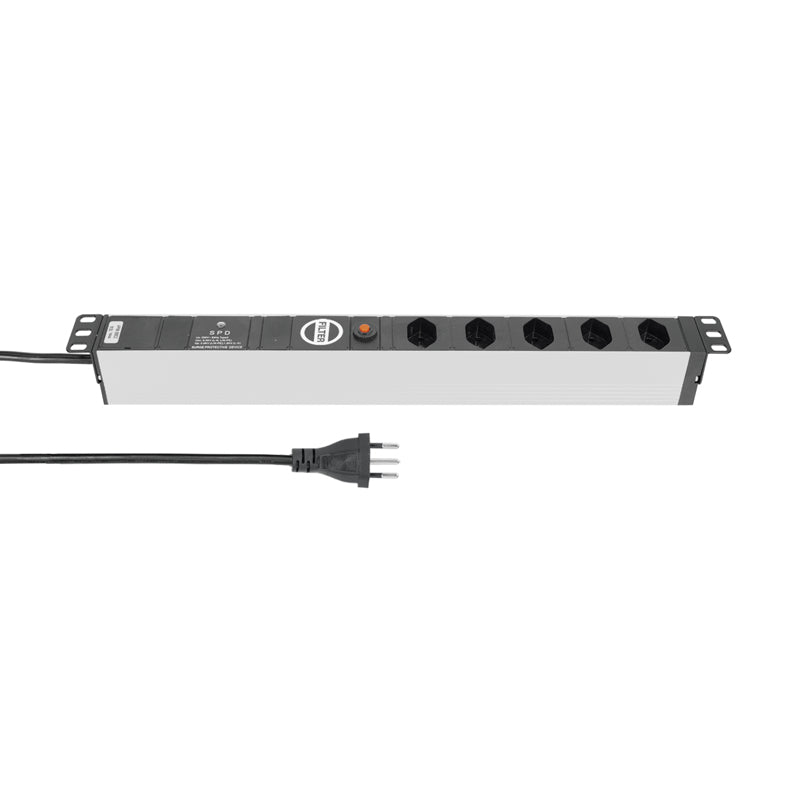 Steffen ALU Modular – Steckdosenleiste, 5× T13, ohne Schalter, 3 m, Stecker T12, IP20, Überspannungsschutz