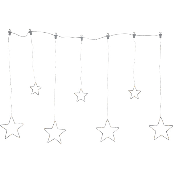 Star Trading Lichtvorhang Dew Drop Stars – 80 × 120 cm, 2,1 W, Kaltweiss, Silber/Transparent, 84 LEDs