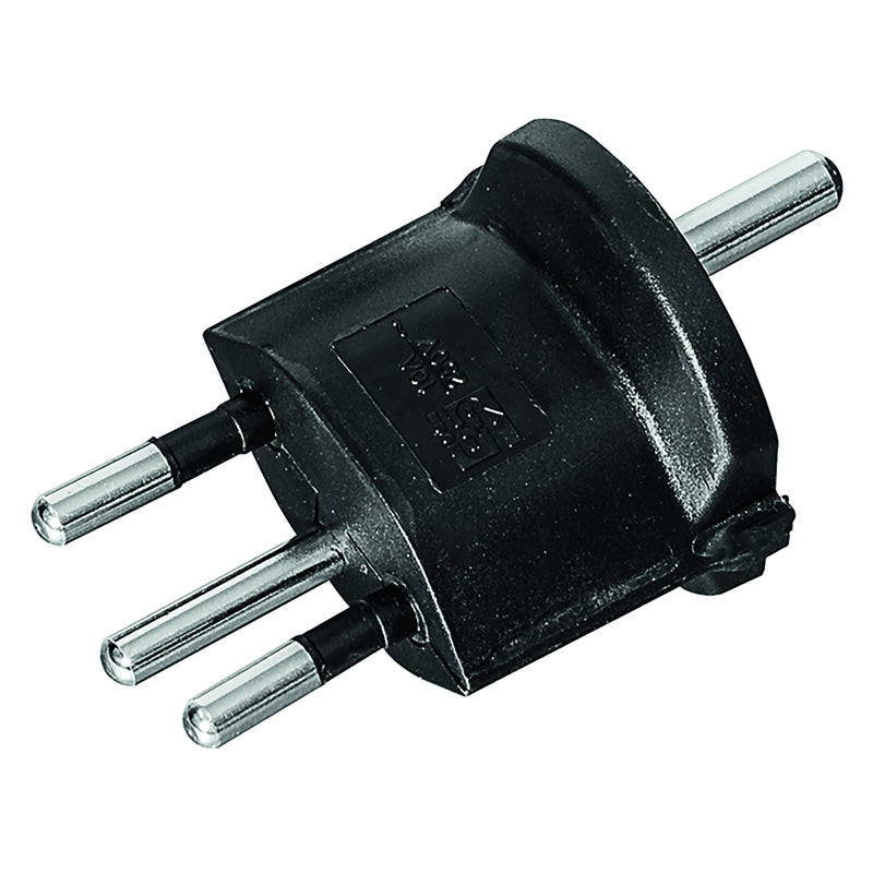 Steffen Fix-Adapter DE (Schutzkontakt) zu CH (Typ J), 3-polig (T12), 250 V / 10 A, Schwarz, Packung mit 100 Stück