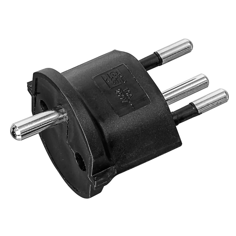 Steffen Fix-Adapter DE (Schutzkontakt) zu CH (Typ J), 3-polig (T12), 250 V / 10 A, Schwarz, Packung mit 100 Stück
