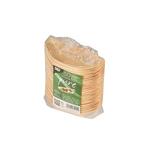 Papstar Schale/Schüssel, Kiefernholz Oval – 11 × 6,5 cm – natur – 50 Stk.