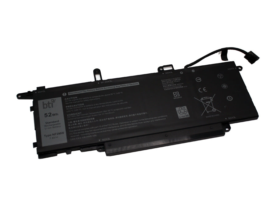 BTI Notebook-Akku – für Dell – 52 Wh, 7,6 V (4 Zellen) – Schwarz