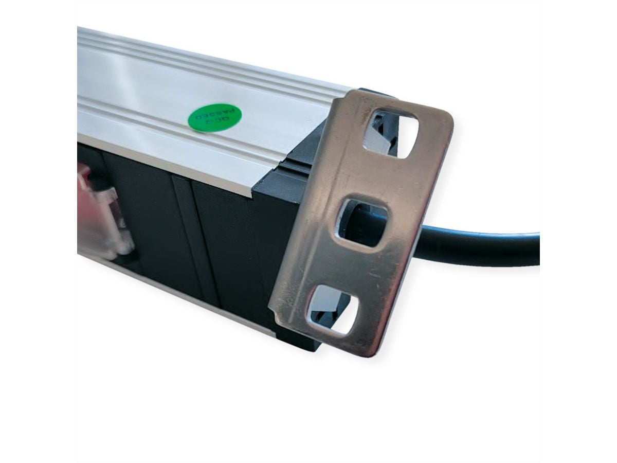 VALUE 19" Steckdosenleiste, 7× Schuko (Typ F), mit Schalter, 1U, 3 m, Stecker CEE 7/7