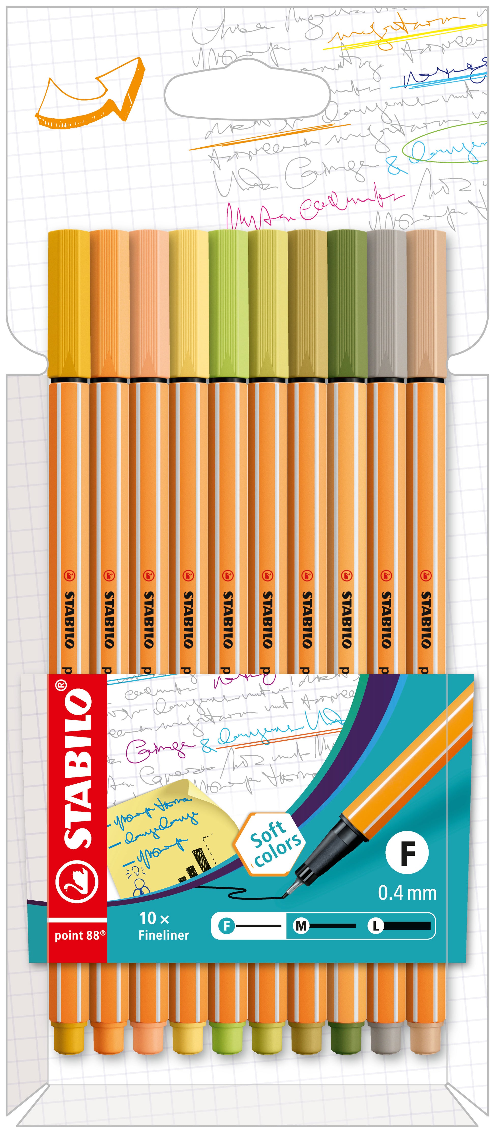 STABILO Point 88 Fineliner – 10 Stk., 0,4 mm, sortiert, lichtbeständig