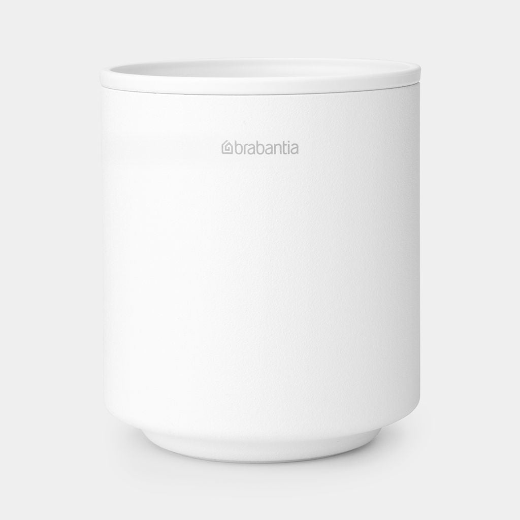 Brabantia Zahnbürstenhalter Mindset – 8,1×8,1×9,4 cm, Recycelter Kunststoff, Weiss