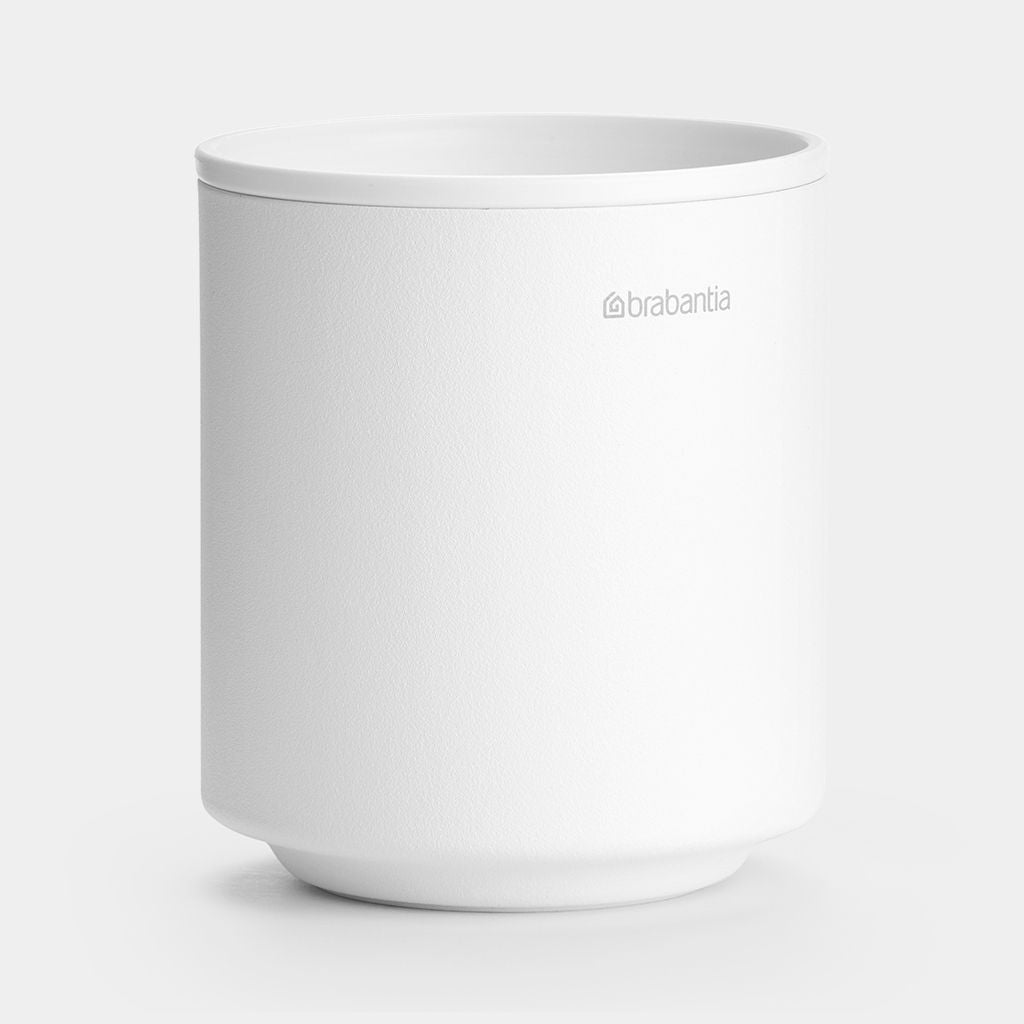Brabantia Zahnbürstenhalter Mindset – 8,1×8,1×9,4 cm, Recycelter Kunststoff, Weiss