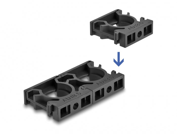 DeLOCK Kabelschlauchhalter – 30 × 35 mm, Kunststoff, Schwarz, mit Verschlussclip, 8er-Pack