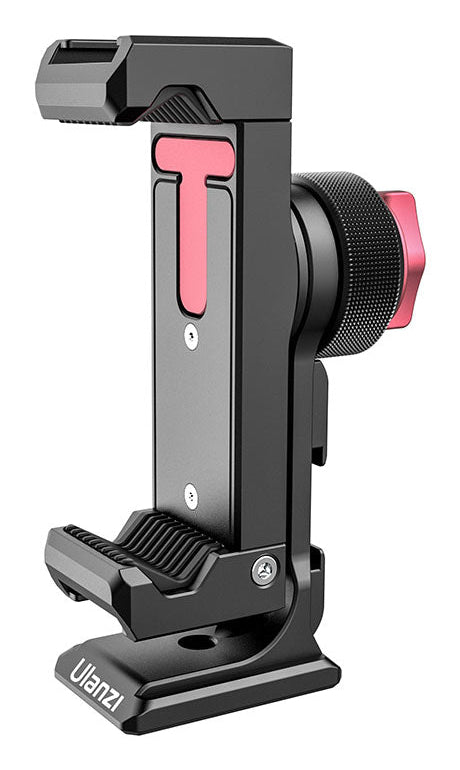 Ulanzi ST-27 – Tisch-Ständer – Klemme, drehbar – Stativgewinde 1/4", für Smartphones 60–89 mm – Schwarz/Rot