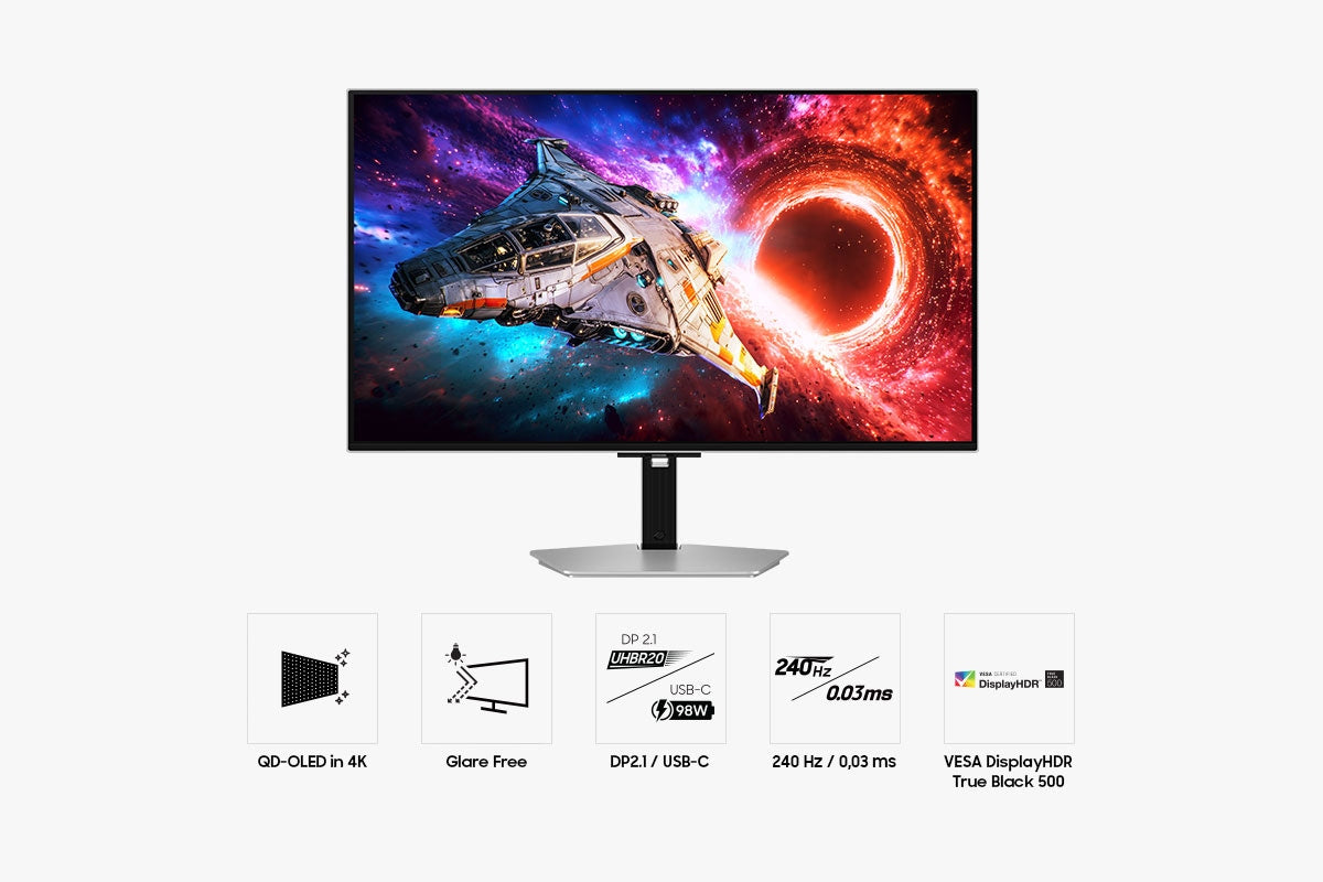 Samsung Odyssey G80HF – 32", 3840 × 2160 (4K), OLED, 240 Hz, USB-C 98 W, DisplayHDR True Black 500