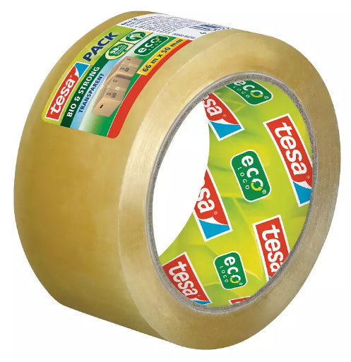 tesa Verpackungsband – 50 mm × 66 m, transparent, stark, eco:plus