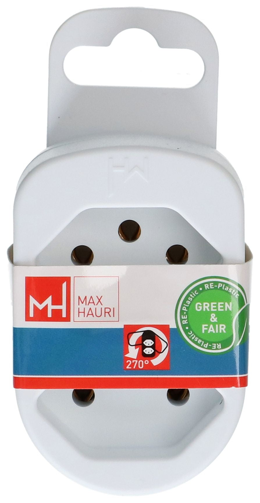 Max Hauri AG ADAPT Abzweigstecker – 2× Typ 13, 230 V / 10 A, 2300 W, drehbar 270° – Weiss
