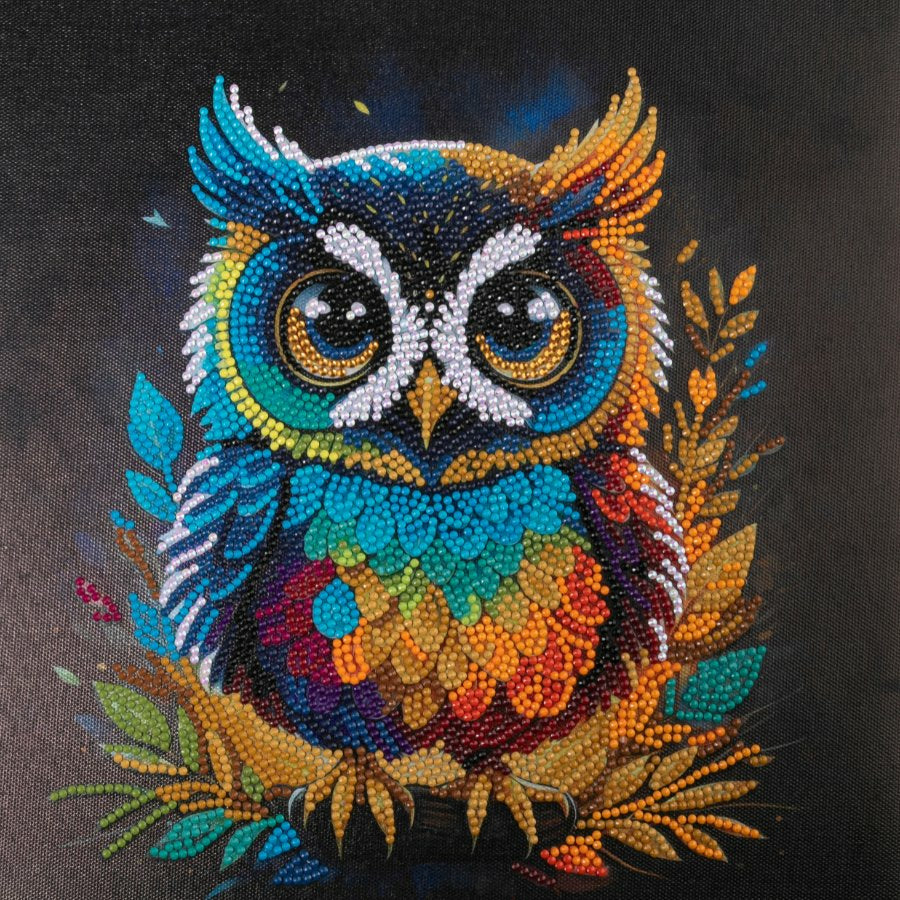 CRAFT Buddy Diamond-Painting-Set Eule – 30 × 30 cm – ab 8 Jahren