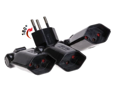 Max Hauri AG Zwischenstecker, 1×T13, Eingang T12, 10 A 230 V, klapp-/drehbar, Berührungsschutz – schwarz