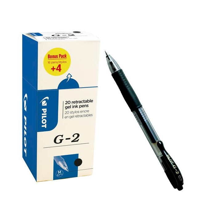 Pilot Gelschreiber, Druckmechanik – Schwarz, Spitze 0,7 mm, dokumentenecht, nachfüllbar, 20er-Set