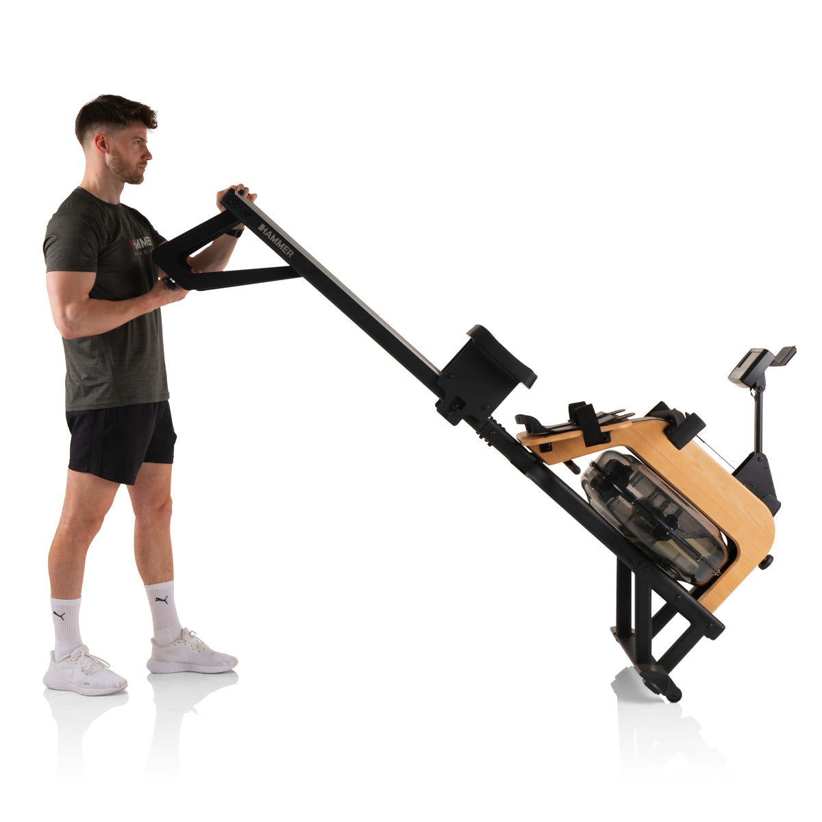 HAMMER Rudergerät RowFlow 5.0 NorsK, 150 kg, 205 × 57 × 103 cm – Braun, Holz