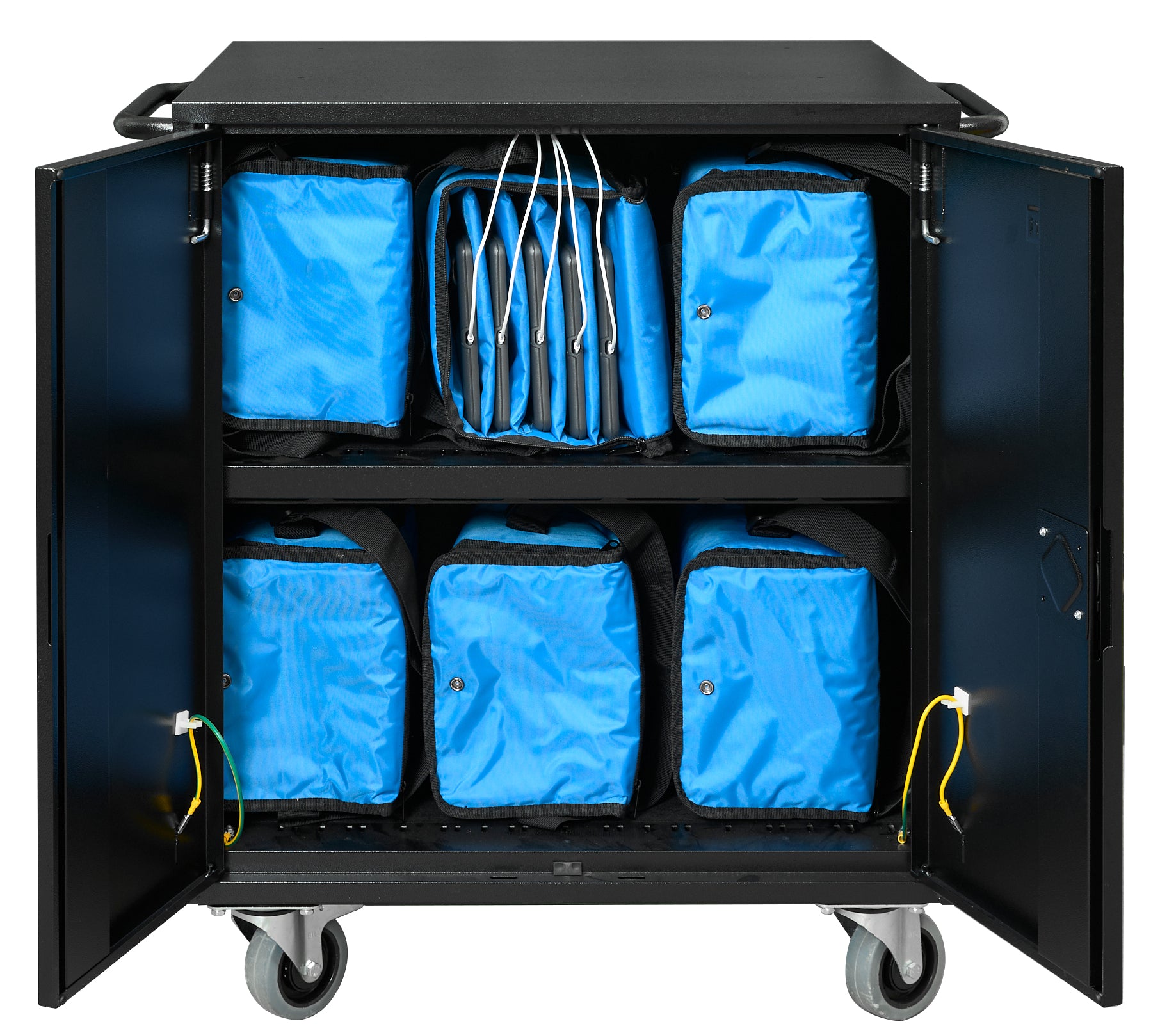LEBA Innovation Leba NoteCart Flex Extended Gerätewagen – für 32 Geräte – abschliessbar – Schwarz/Grau