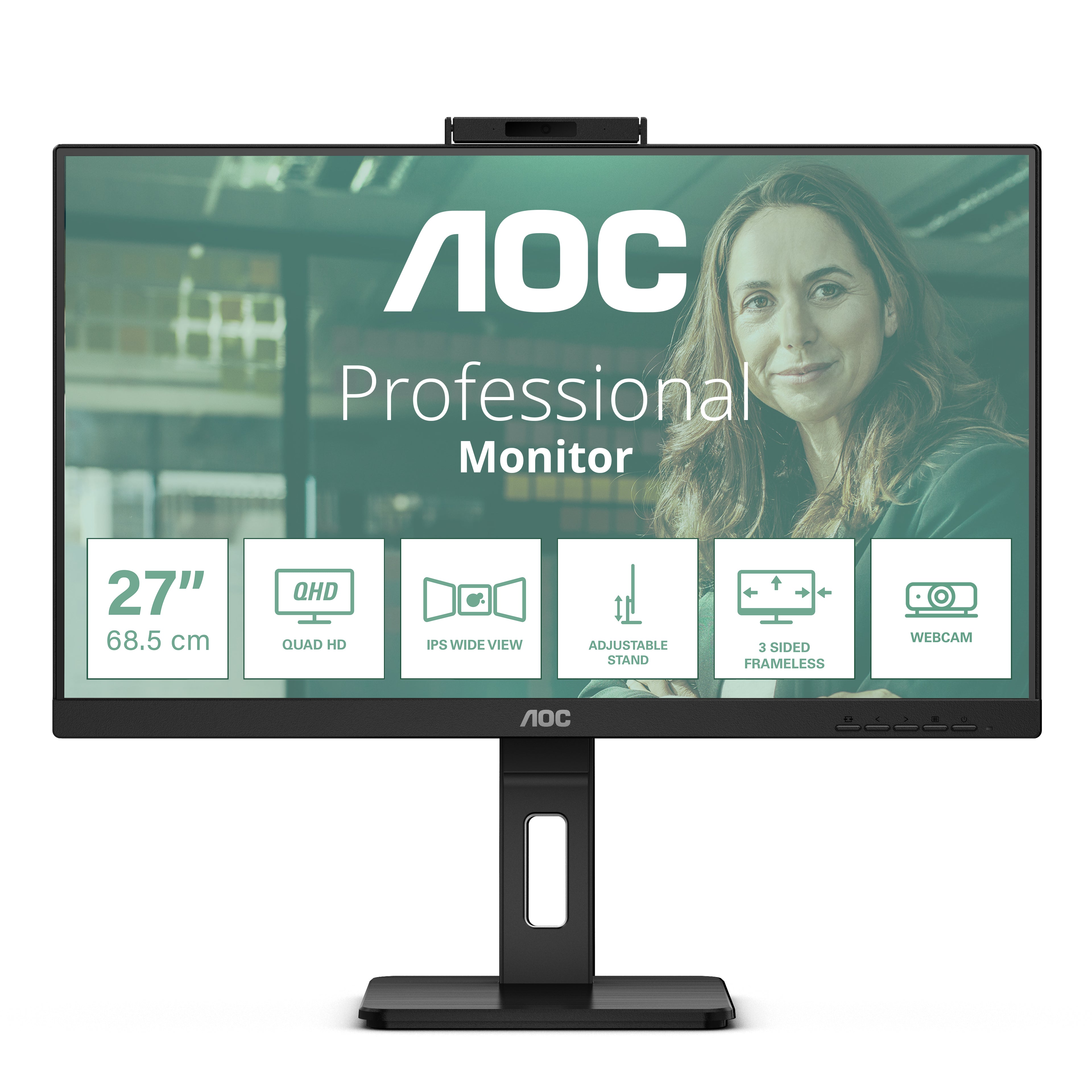 AOC Q27P3QW – 27", 2560 × 1440 (WQHD), IPS, 100 Hz, Webcam