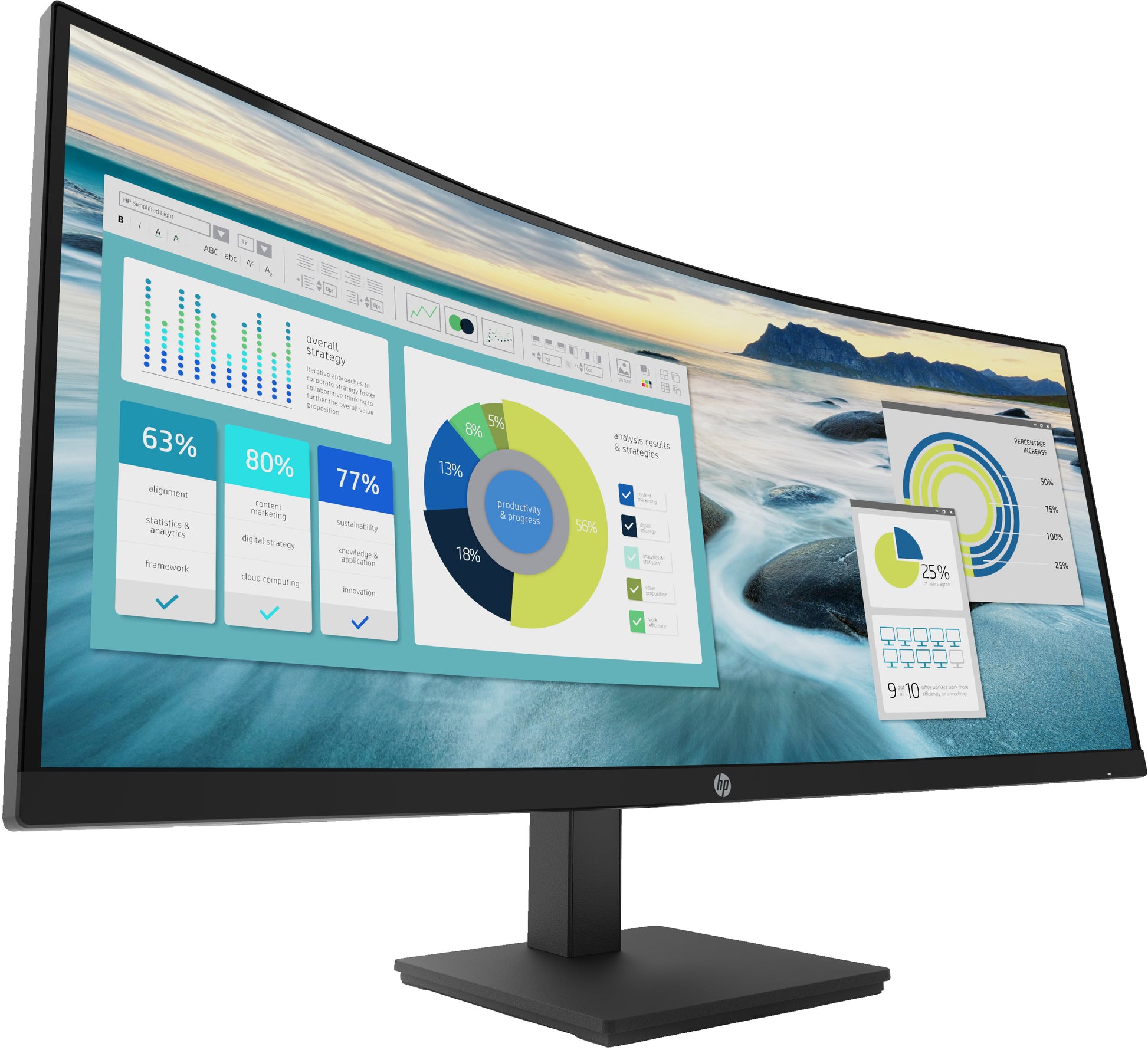 HP P34hc G4 – Monitor, 34", 3440 × 1440, VA, 60 Hz, 250 cd/m², USB-C, Lautsprecher, Schwarz
