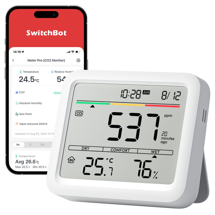 SwitchBot Meter Pro – Multisensor/Raumsensor, Kabellos, CO₂, Temperatur & Luftfeuchte, für Amazon Alexa