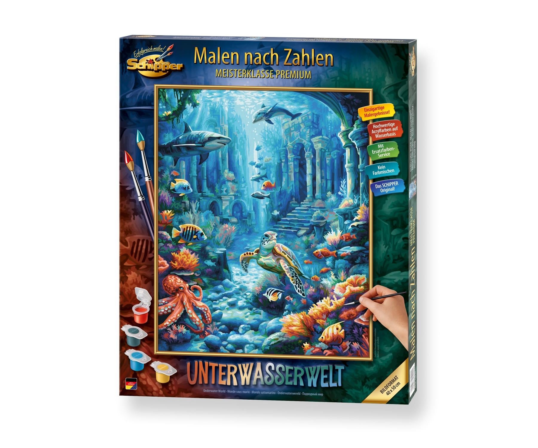 Schipper Malen-nach-Zahlen-Set – Unterwasserwelt – 40 × 50 cm – ab 14 Jahren
