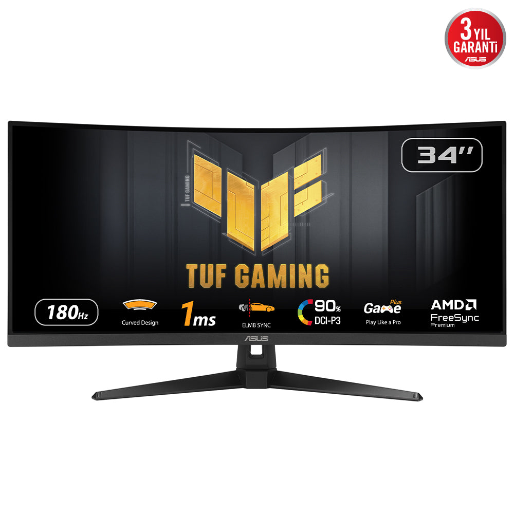 ASUS VG34VQ3B – 34" Curved, 3440 × 1440 (UWQHD), VA, 180 Hz, DisplayHDR 400