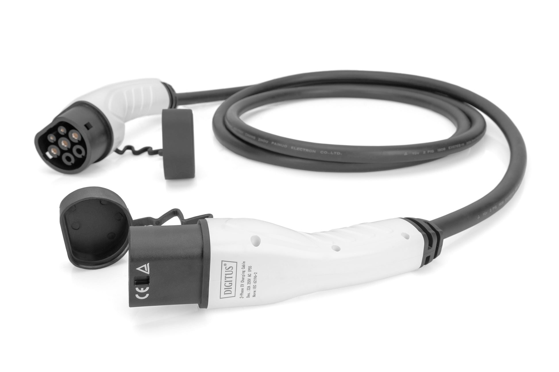 Digitus Typ 2 zu Typ 2 Stromkabel – 10 m, 3-phasig, 16 A, 11 kW, IP55, schwarz, für Elektroautos und PHEV