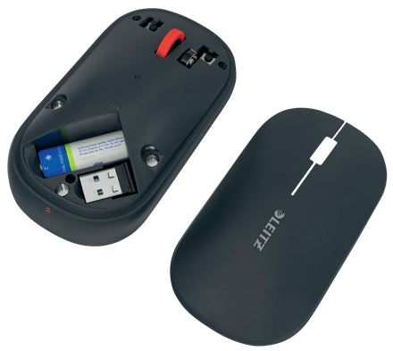 Leitz Cosy – Maus – Kabellos (Bluetooth/2,4 GHz), 4000 DPI, Beidhändig, Dunkelgrau