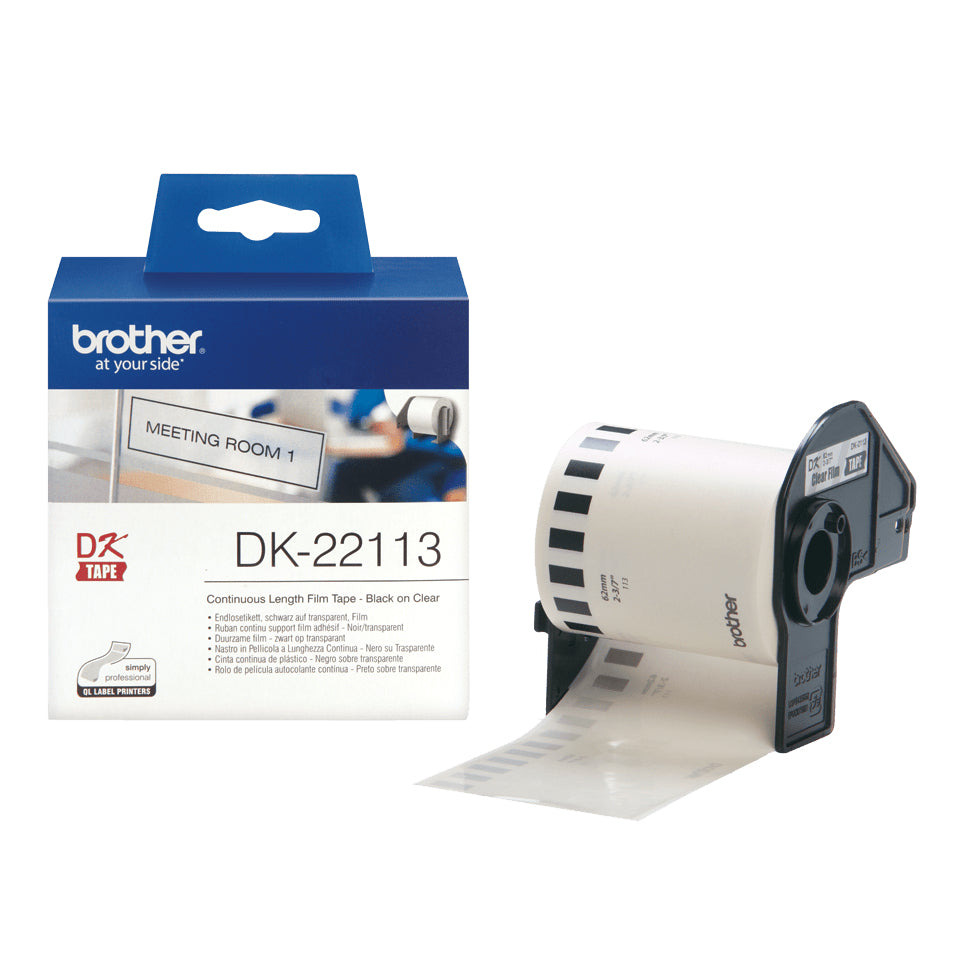 Brother Schriftband – 88 mm × 15,2 m, transparent – für Brother QL1050, QL1060N, QL500 und weitere – DK-22113