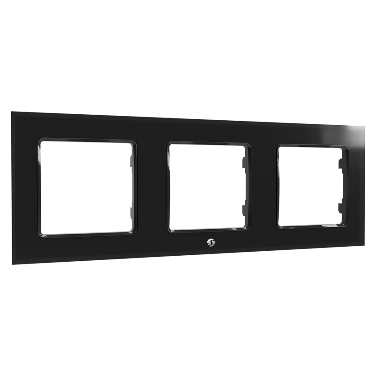 Shelly Wall Frame 3 Aufputz-Box, 220×80×10 mm, schraubenlos – für Shelly Wall Switch – schwarz