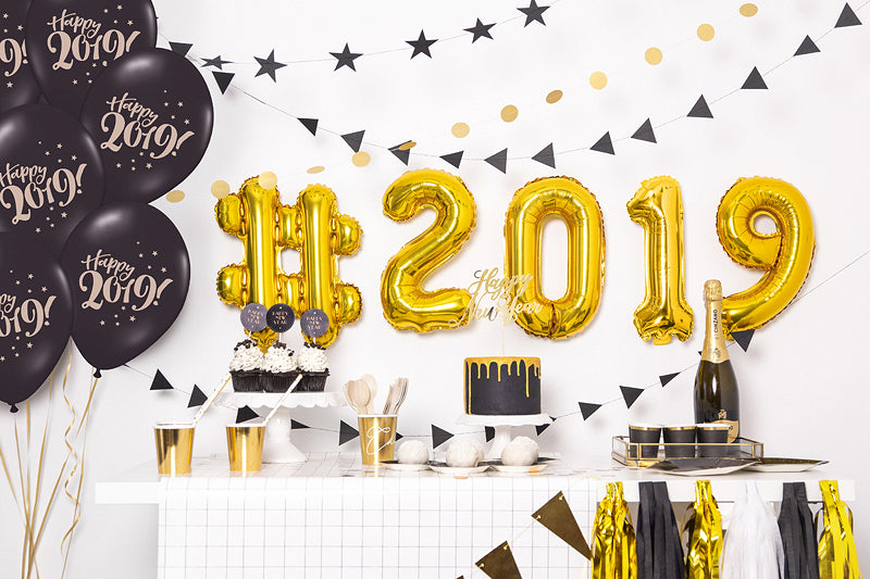 PartyDeco Folienballon Zahl 2 – Gold – 35 cm – Folie – 1 Stk