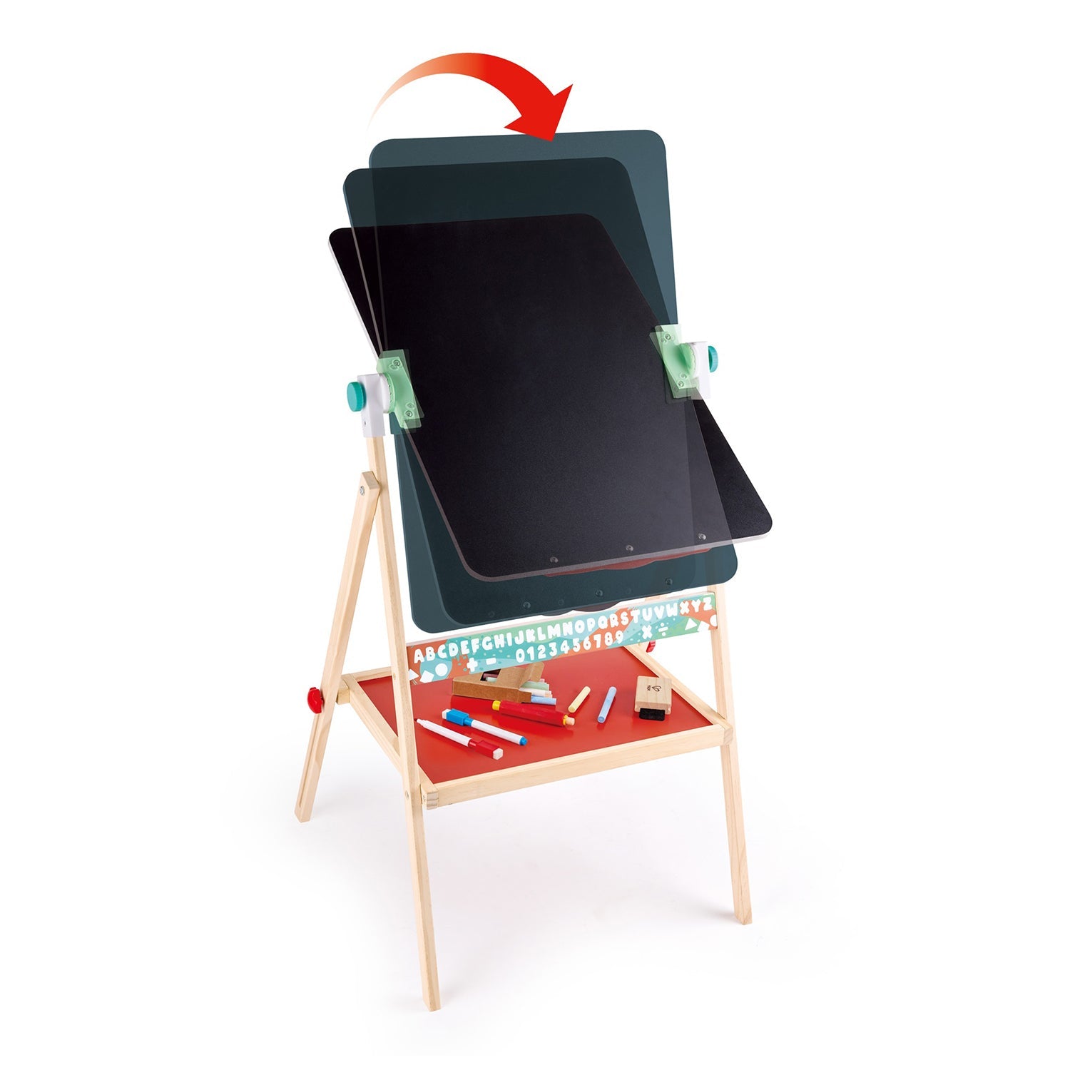 Hape Staffelei, dreh- und klappbar, doppelseitig, Holz/Kunststoff, 109,2 × 48,3 × 2,5 cm